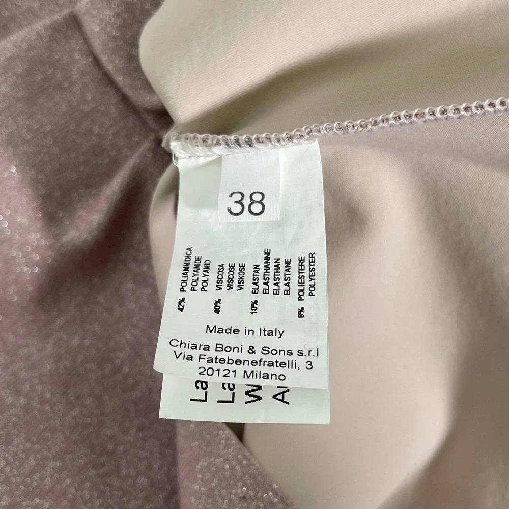 Chiara Boni La Petite Robe Metallic Pink Top & Straight Leg Pants Women's Sz 38